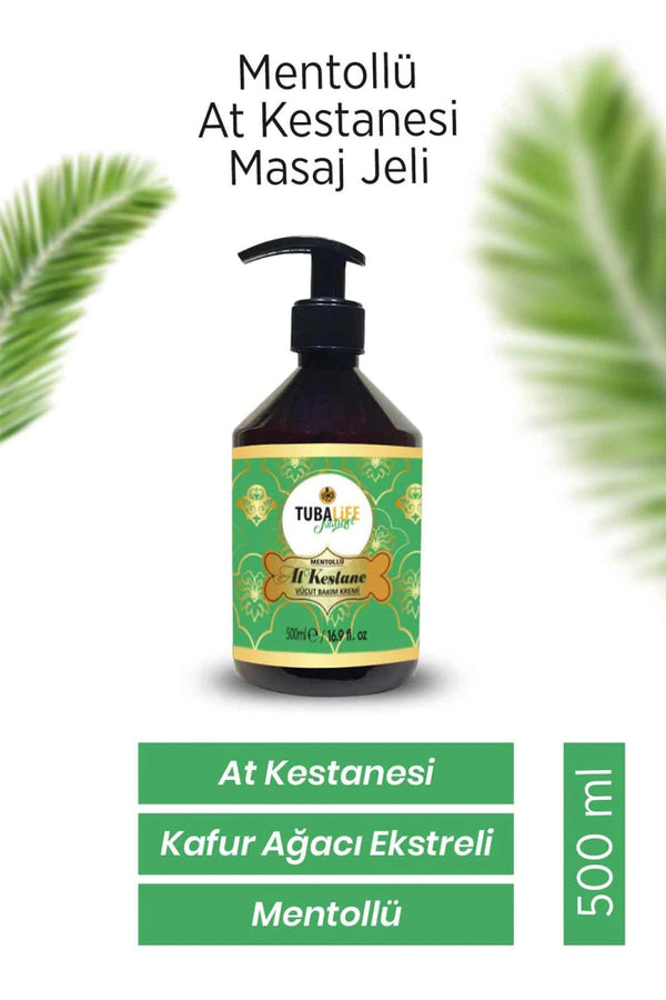 Mentol ve at kestanesi içeren ferahlatıcı TUBALIFE krem – Masajla uygulandığında rahatlatıcı etki sağlayan detaylı ürün görseli