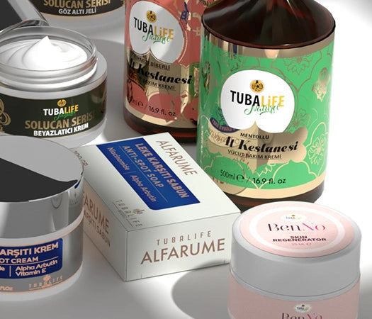 Doğal içerikli TUBALIFE cilt bakım ürünleri banner tasarımı