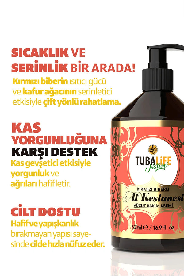 Kırmızı Biberli At Kestanesi Vücut Bakım Kremi – Serinletici Masaj Etkili 100 ml