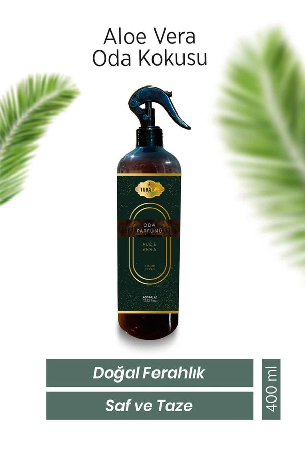 TUBALIFE Aloe Vera Oda Parfümü – ürün etiketi ve detaylı sprey başlığı görünümü