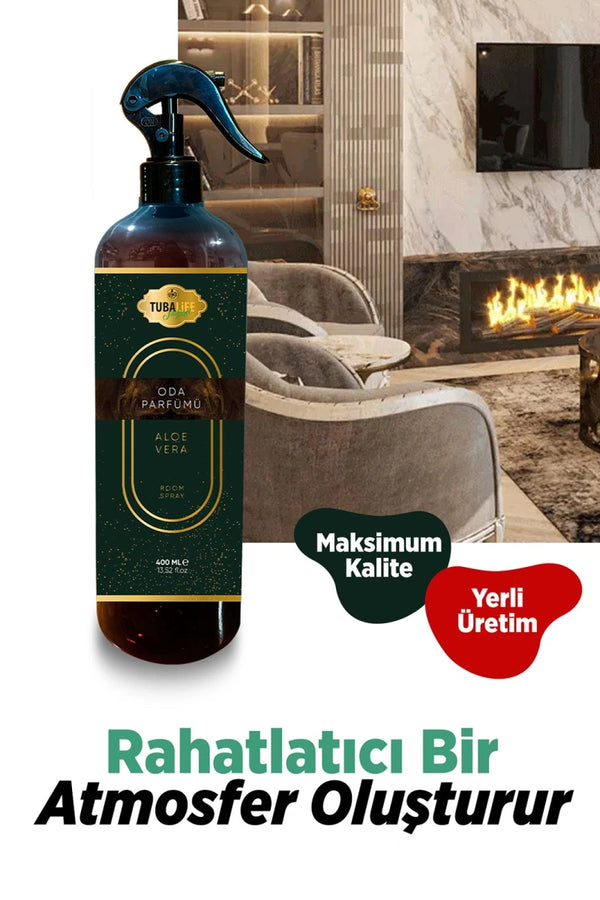 TUBALIFE Aloe Vera Oda Parfümü – dekoratif objeler eşliğinde sergilenen konsept sunum görseli