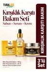 Altın Parçacıklı 3'lü Bakım Seti (Sabun + Serum + Kırışıklık Kremi)
