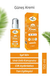 TUBALIFE SPF50+ Güneş Kremi – ürün dokusu, kullanım önerisi ve ambalaj detaylarını gösteren görsel