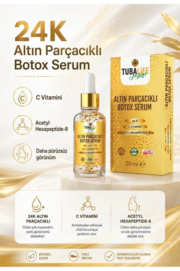 Altın Parçacıklı Kırışıklık Karşıtı Botox Etkili Cilt Serumu - 30 ml